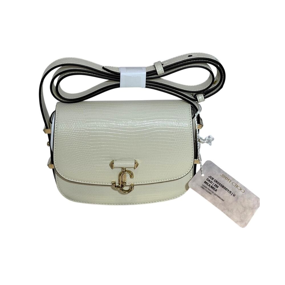 Jimmy Choo Lizard Printed Leather Crossbody (Milk)
